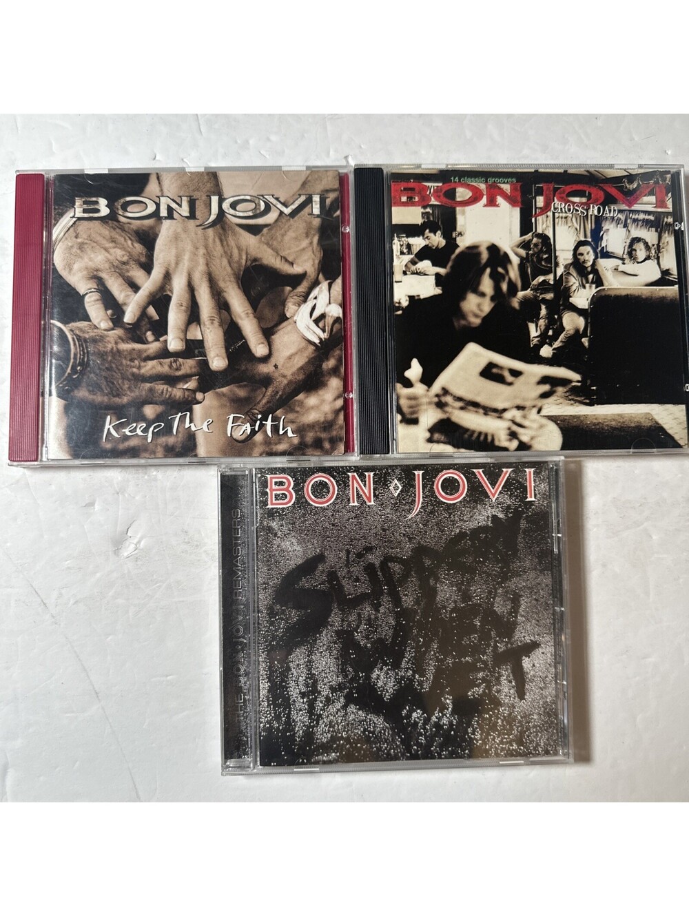 Bon Jovi 3 CDs Lot Slippery When Wet Crossroads Keep The Faith